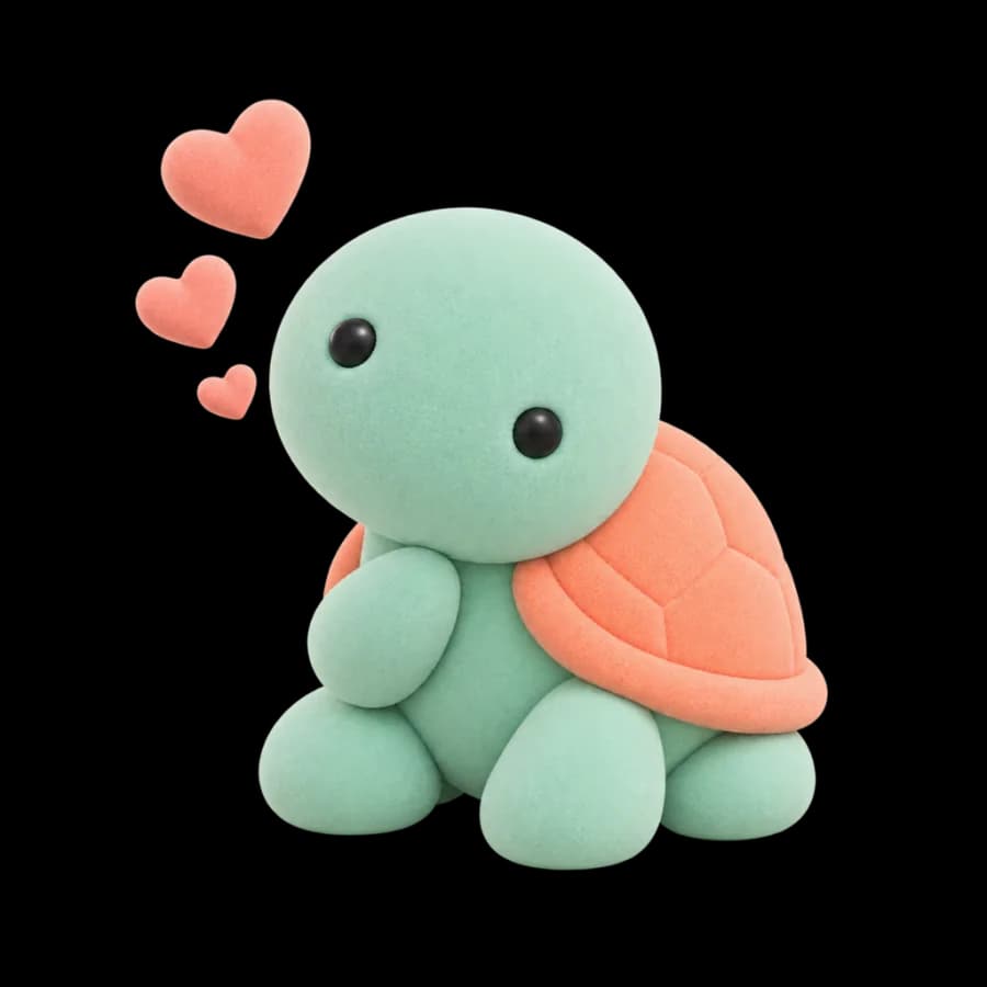 The baby turtle with little hearts